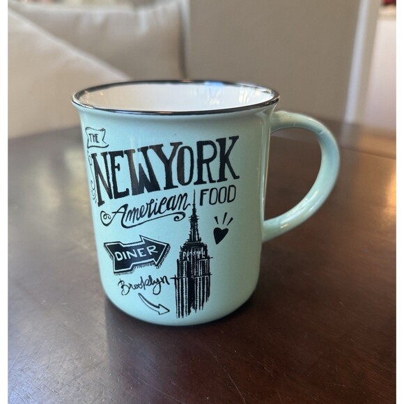 Vintage The New York American Food Diner Brooklyn Mug Mint Green, Nice! - Picture 1 of 4
